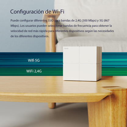 Tenda Nova WiFi Mesh System MW6 - Router WiFi de Malla AC1200, hasta 867 Mbps en 5 GHz, Cubre hasta 200㎡, Red de Malla de Doble Banda Gigabit para 90 Dispositivos, Funciona con Alexa, 2-Pack