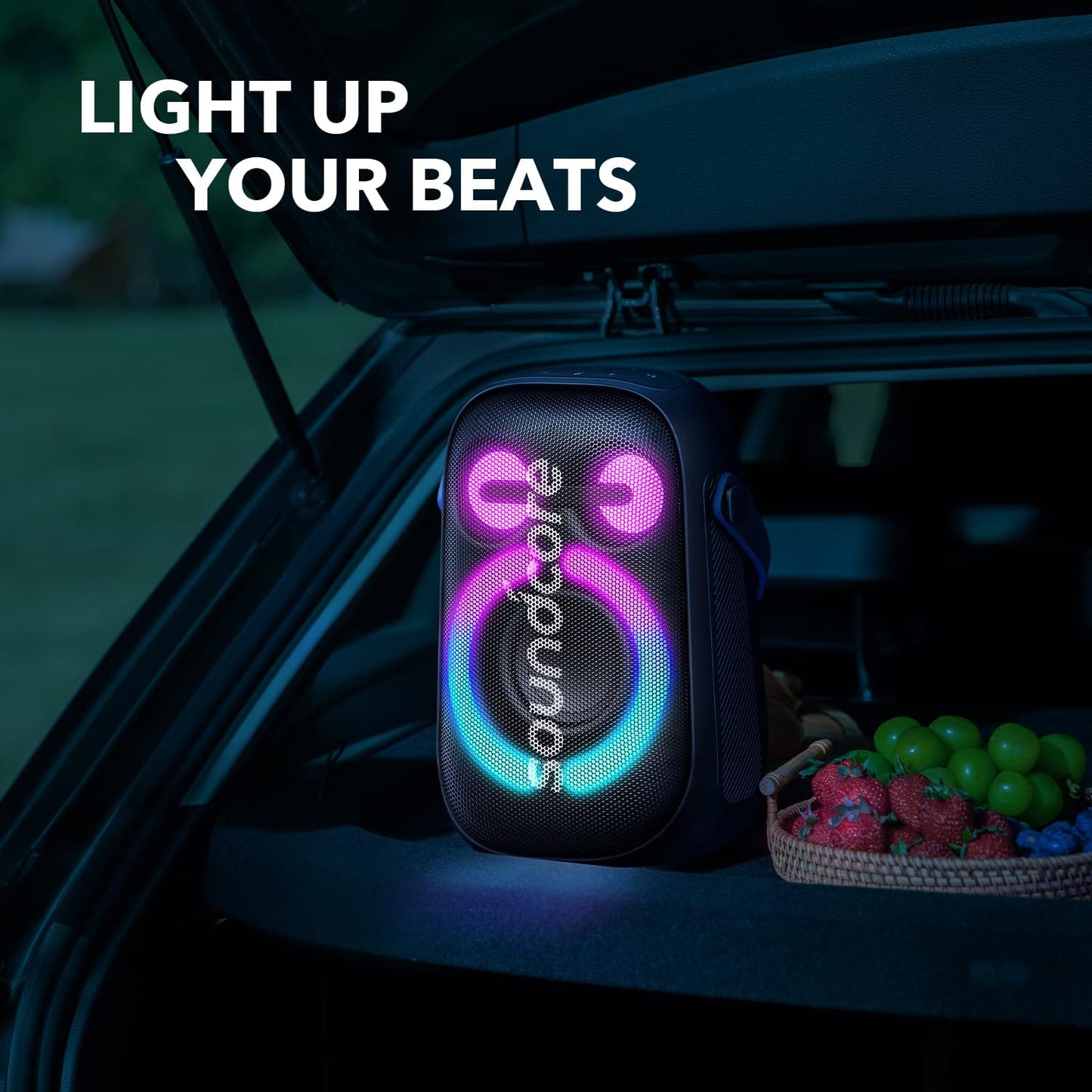 Soundcore Anker Rave Neo 2 Altavoz portátil, PartyCast 2.0, espectáculo de luz, IPX7 Impermeable (Flota en el Agua), 18 hrs de reproducción, Ecualizador Personalizable.