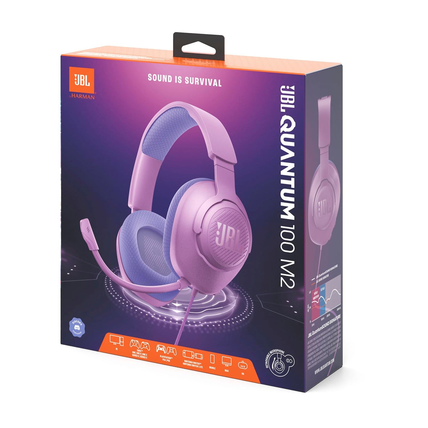 JBL Quantum 100M2 - Audífonos alambricos Gamer Over Ear, Morado