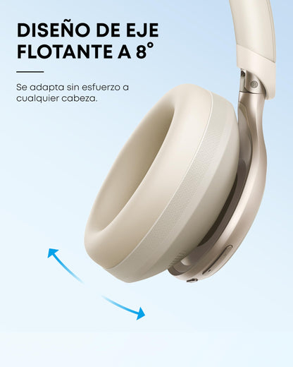 Soundcore by Anker Space One Audífonos Inalámbricos Diadema con Cancelación Activa Adaptativa, Reducción de Voz 2X más Fuerte, Audio Hi-Res, LDAC, hasta 40h, para Juegos, Gamer