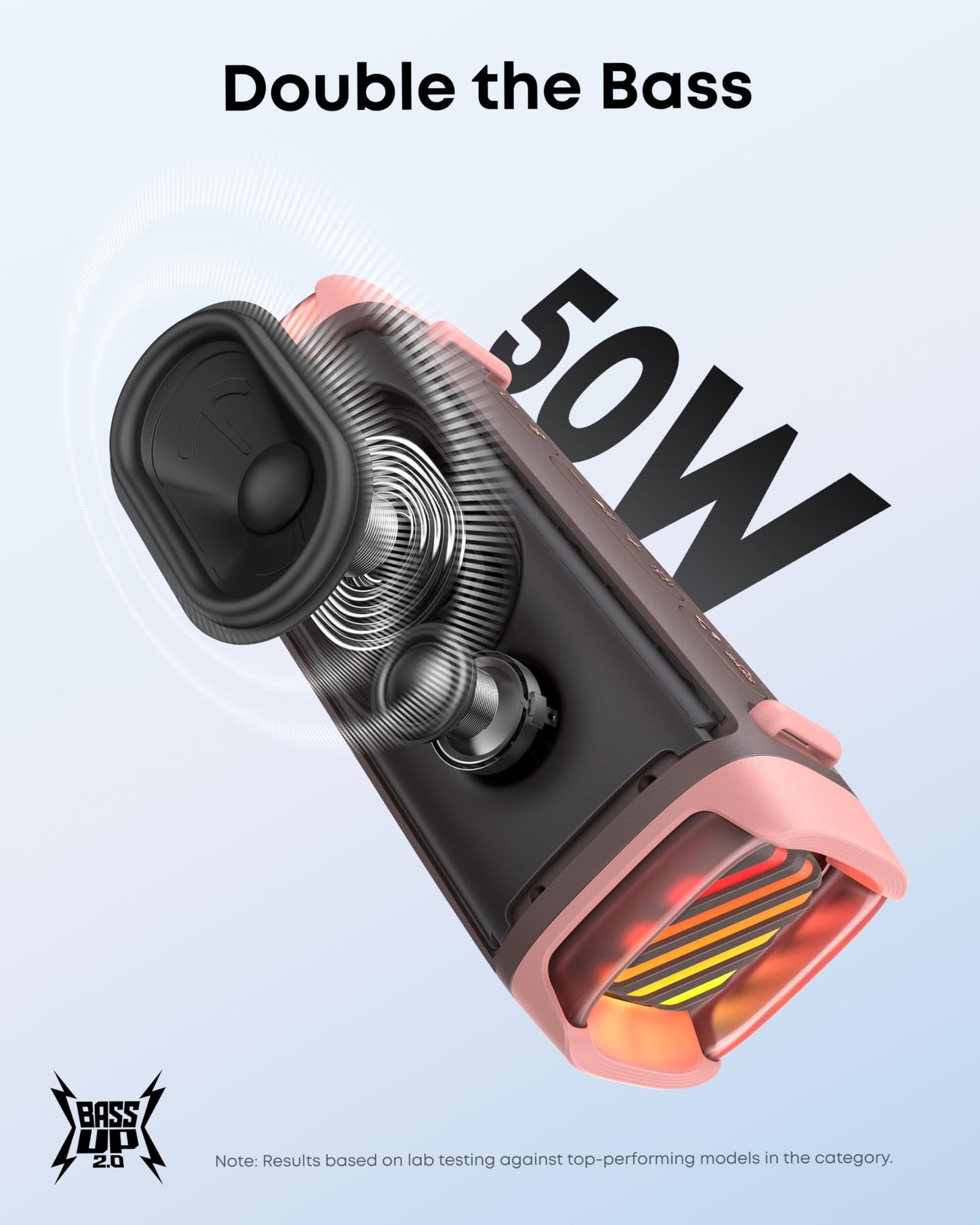 Soundcore by Anker Boom 3i Bocina Bluetooth Portatil, hasta 16h, 50W Potencia, IP68 Flotante Resistente Agua Salada, BassUp 2.0, Bluetooth 5.3, Ideal para Pesca, Camping Exteriores