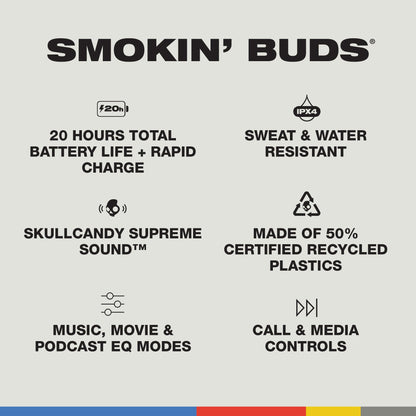 Skullcandy Auriculares In-Ear Smokin Buds Inalámbricos 20h Negro
