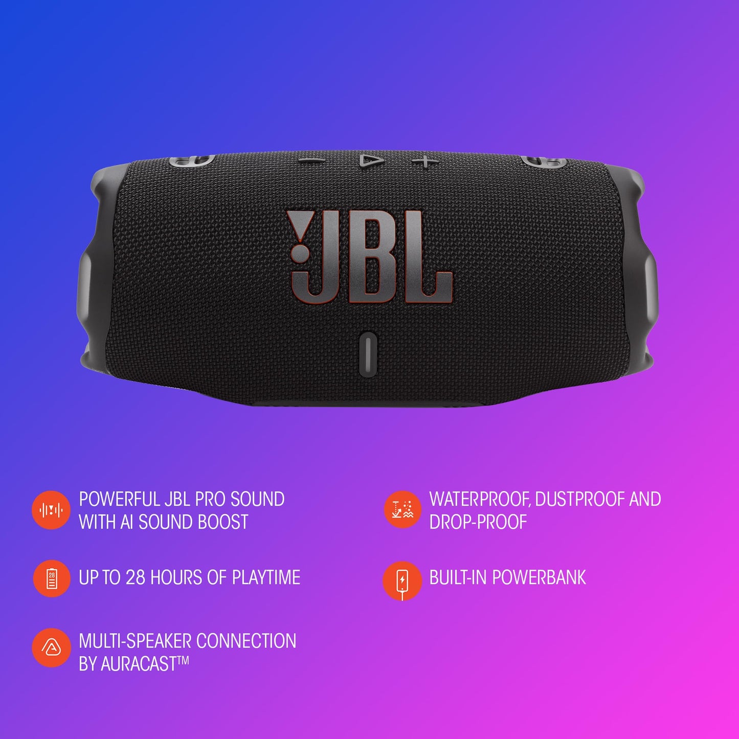 JBL Charge 6 Bocina Bluetooth Resistente al Agua Negro