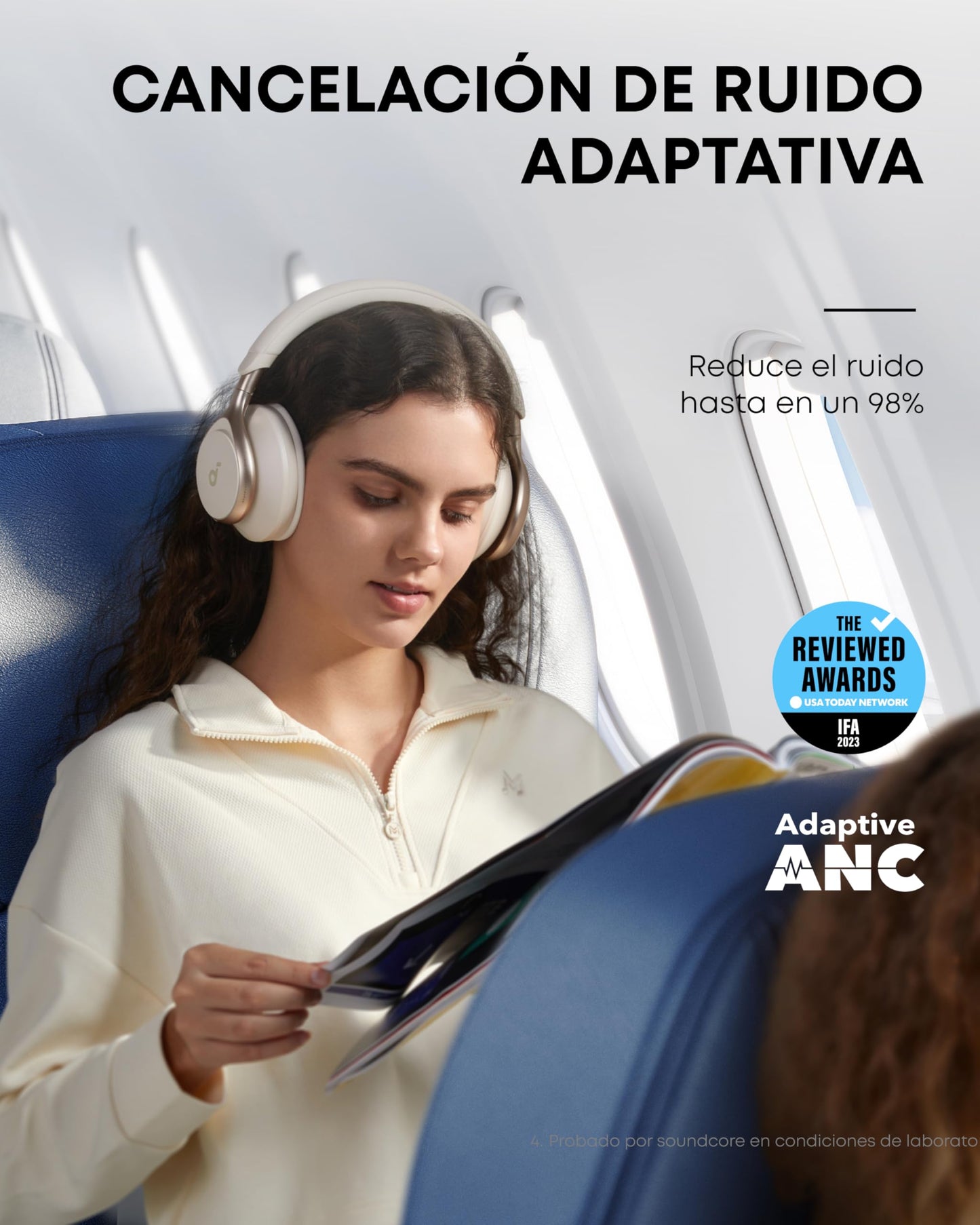 Soundcore by Anker Space One Audífonos Inalámbricos Diadema con Cancelación Activa Adaptativa, Reducción de Voz 2X más Fuerte, Audio Hi-Res, LDAC, hasta 40h, para Juegos, Gamer