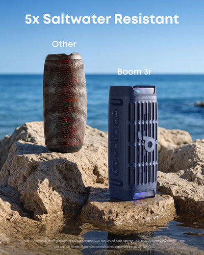 Soundcore by Anker Boom 3i Bocina Bluetooth Portatil, hasta 16h, 50W Potencia, IP68 Flotante Resistente Agua Salada, BassUp 2.0, Bluetooth 5.3, Ideal para Pesca, Camping Exteriores