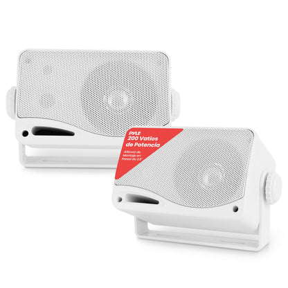 Pyle Bocinas de 3.5 Pulgadas de 3 Vías para Interiores y Exteriores, Sistema de Sonido de Pared Resistente al Agua, 200 Watts, 1 Par, Blanco
