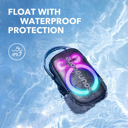 Soundcore Anker Rave Neo 2 Altavoz portátil, PartyCast 2.0, espectáculo de luz, IPX7 Impermeable (Flota en el Agua), 18 hrs de reproducción, Ecualizador Personalizable.