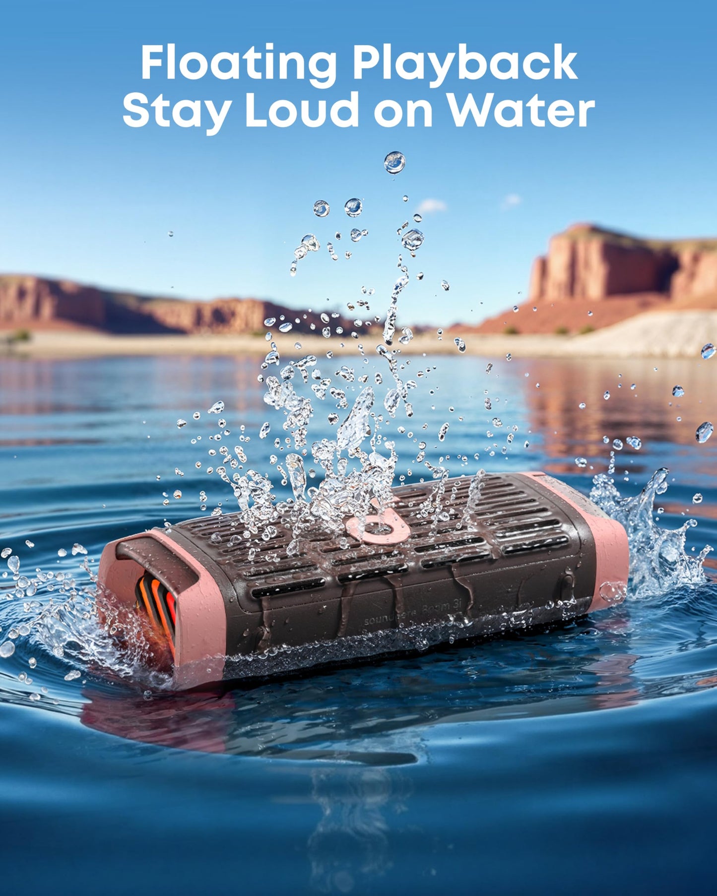 Soundcore by Anker Boom 3i Bocina Bluetooth Portatil, hasta 16h, 50W Potencia, IP68 Flotante Resistente Agua Salada, BassUp 2.0, Bluetooth 5.3, Ideal para Pesca, Camping Exteriores