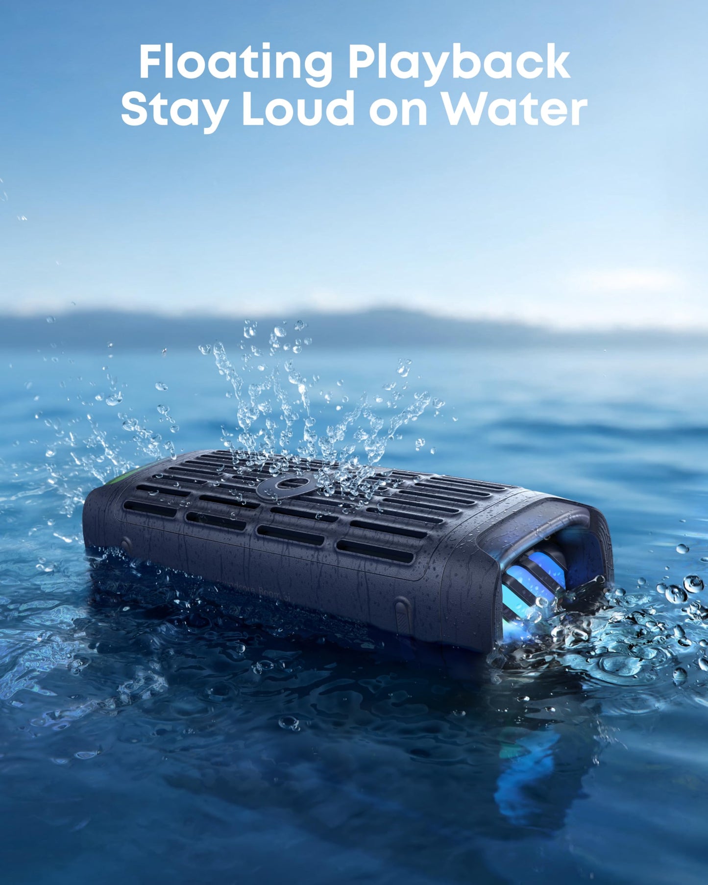 Soundcore by Anker Boom 3i Bocina Bluetooth Portatil, hasta 16h, 50W Potencia, IP68 Flotante Resistente Agua Salada, BassUp 2.0, Bluetooth 5.3, Ideal para Pesca, Camping Exteriores