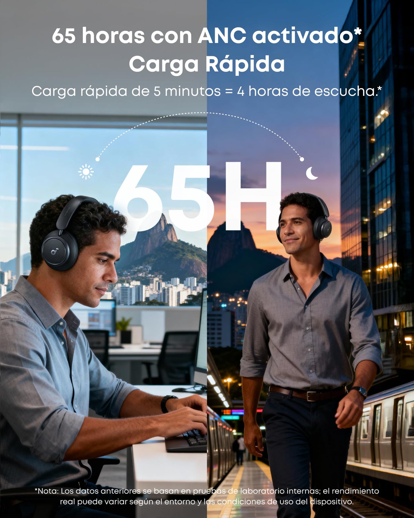 Soundcore Space Q45 Audifonos Inalambricos Diadema con ANC Adaptativa hasta 98%, hasta 50h Reproducción, Carga Rápida, Audio Hi-Res LDAC, App, Ajuste Cómodo, para Juegos, Gamer, Regalos para mamá