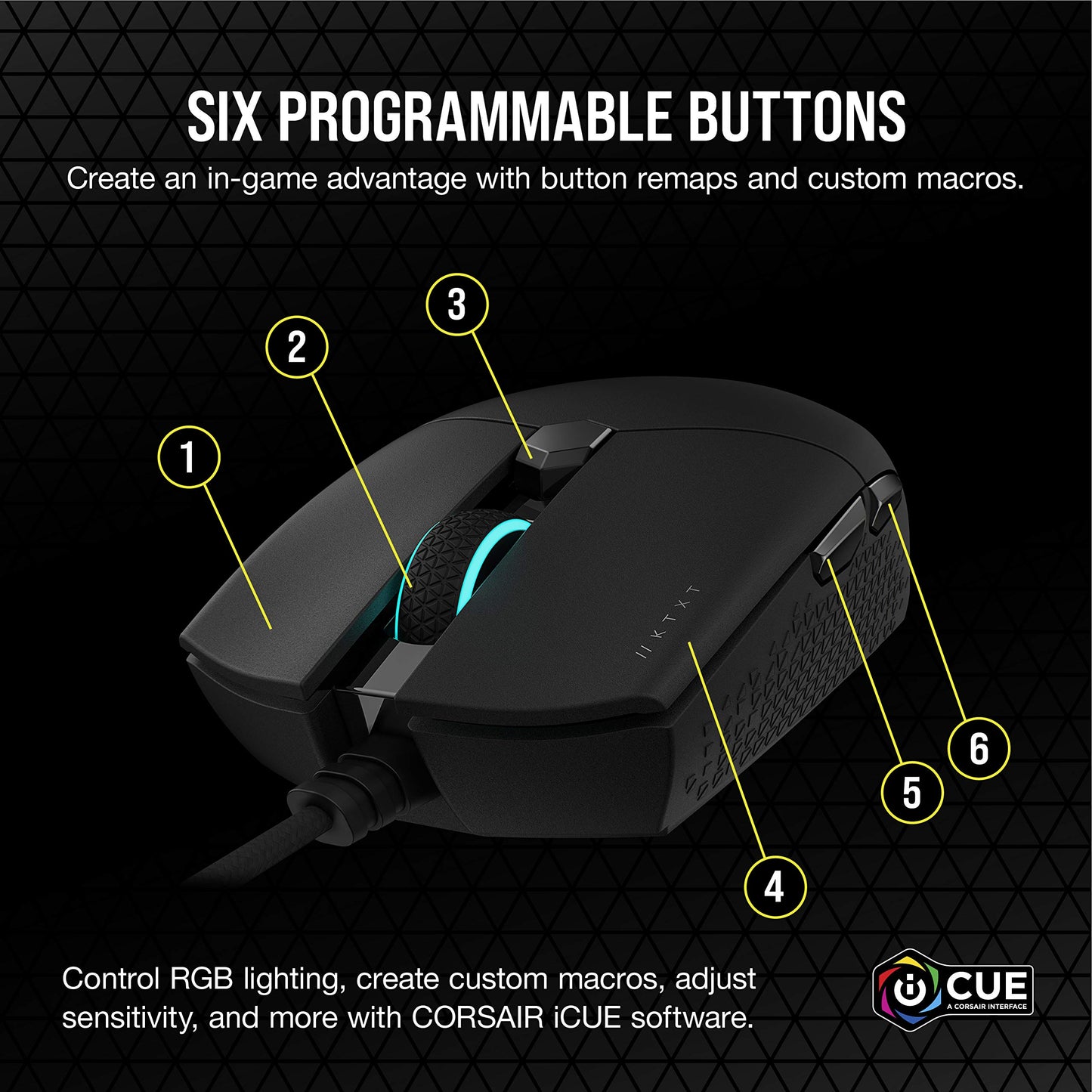 Corsair KATAR PRO XT Ratón de Juego FPS Ultraligero con Cable - 18,000 DPI - Forma Simétrica Compacta - Botones Quickstrike - Compatible con iCUE - PC, Mac, PS5, PS4, Xbox - Negro