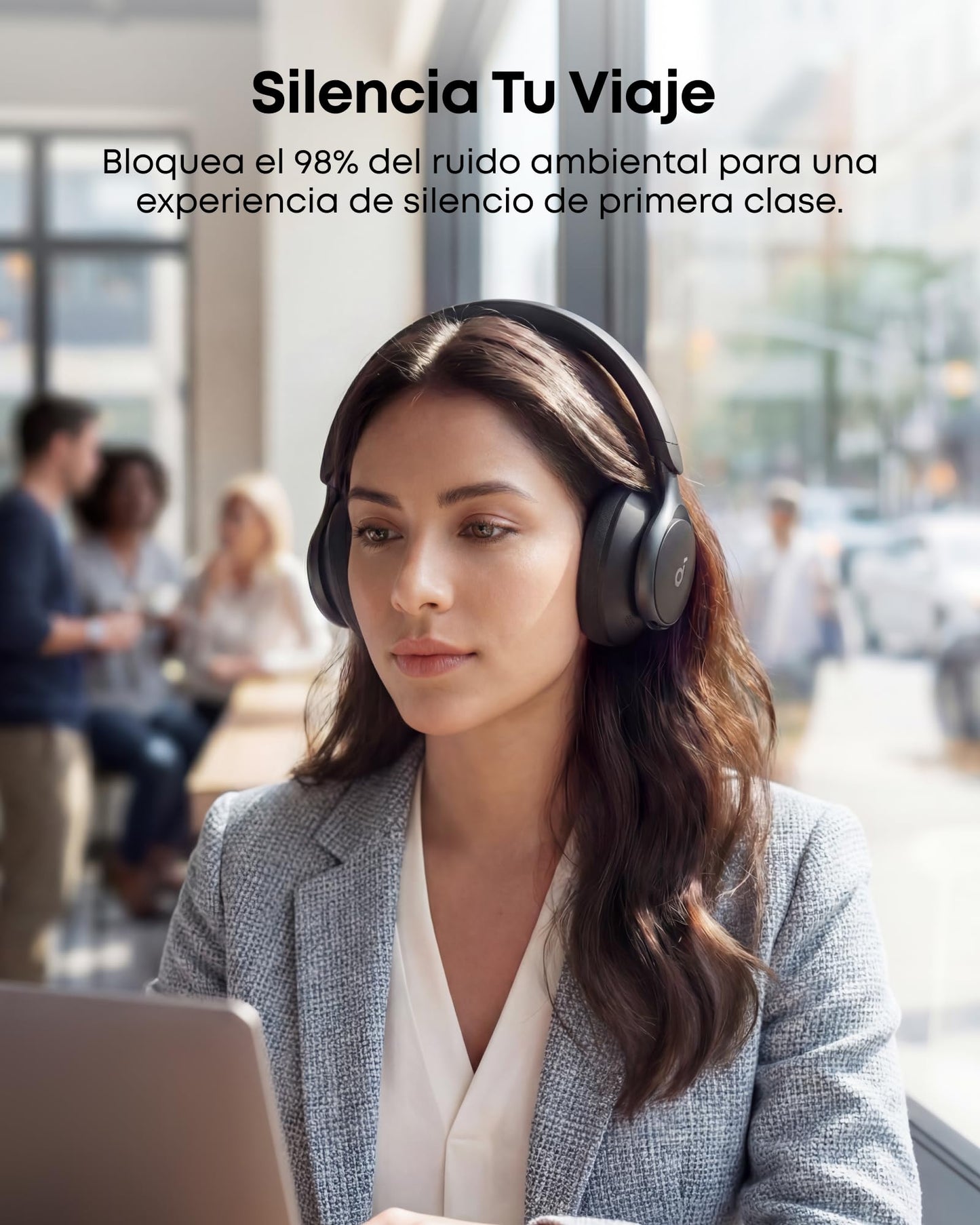 Soundcore by Anker Space One Audífonos Inalámbricos Diadema con Cancelación Activa Adaptativa, Reducción de Voz 2X más Fuerte, Audio Hi-Res, LDAC, hasta 40h, para Juegos, Gamer, Regalos para mamá
