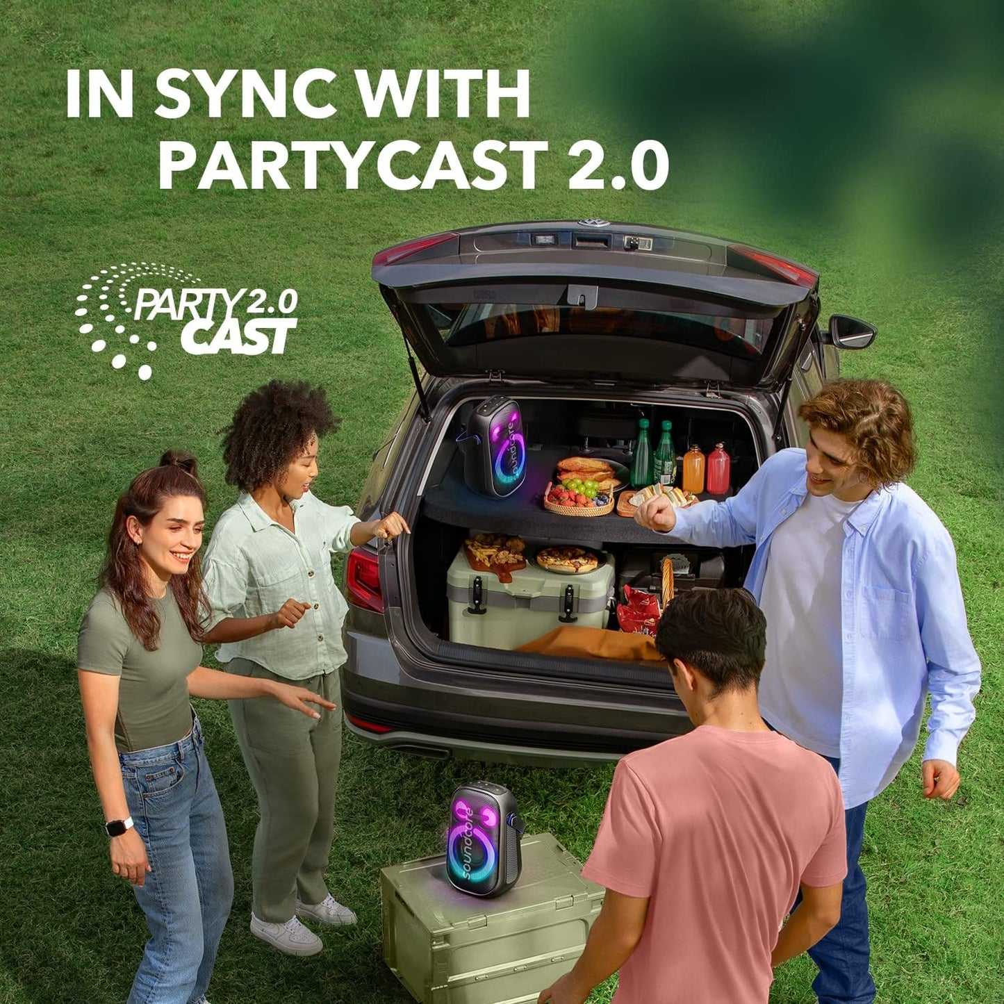Soundcore Anker Rave Neo 2 Altavoz portátil, PartyCast 2.0, espectáculo de luz, IPX7 Impermeable (Flota en el Agua), 18 hrs de reproducción, Ecualizador Personalizable.