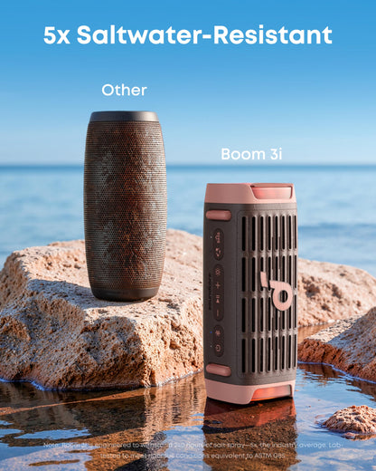 Soundcore by Anker Boom 3i Bocina Bluetooth Portatil, hasta 16h, 50W Potencia, IP68 Flotante Resistente Agua Salada, BassUp 2.0, Bluetooth 5.3, Ideal para Pesca, Camping Exteriores