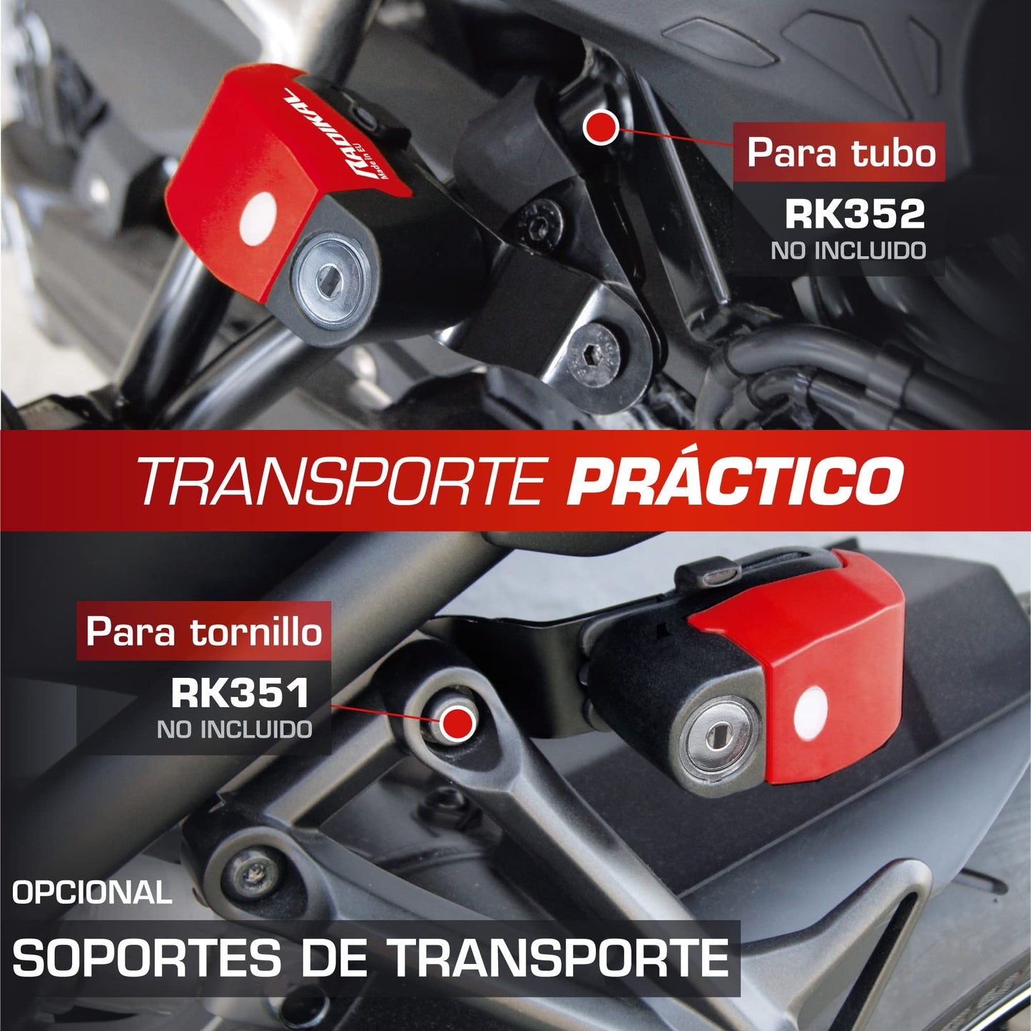 RADIKAL RK6 Candado Moto Disco Alarma 120db ON/OFF, Warning Avisador, Módulo Remplazable Impermeable, Pila Litio, Universal Motos Scooters Bicicletas Patinetes, Antirrobo Pinza Disco Freno