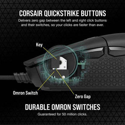 Corsair KATAR PRO XT Ratón de Juego FPS Ultraligero con Cable - 18,000 DPI - Forma Simétrica Compacta - Botones Quickstrike - Compatible con iCUE - PC, Mac, PS5, PS4, Xbox - Negro